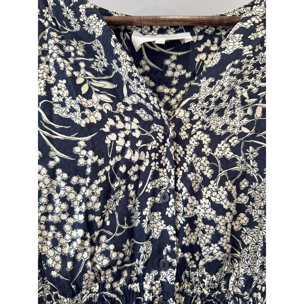 ba&sh Womens 2 Cream Floral Short Sleeve V-Neck Elastic Waist Maia Mini Dress - Picture 6 of 6